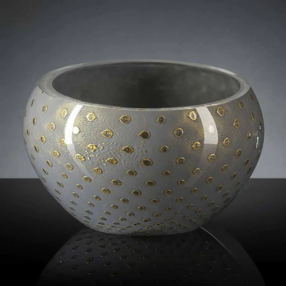 Vazo e Brendshme e Rrumbullakët në Xham me Ngjyrë Murano Prodhuar në Itali - Asper Viadurini