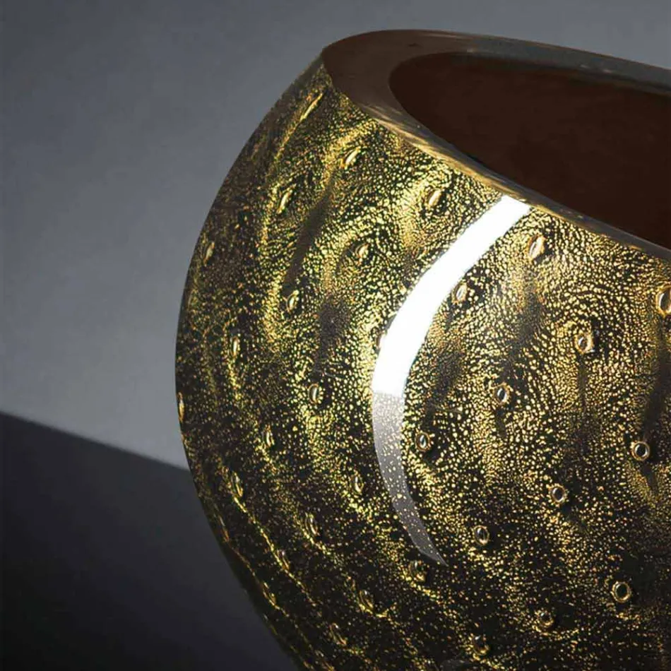 Vazo e Brendshme e Rrumbullakët në Xham me Ngjyrë Murano Prodhuar në Itali - Asper Viadurini