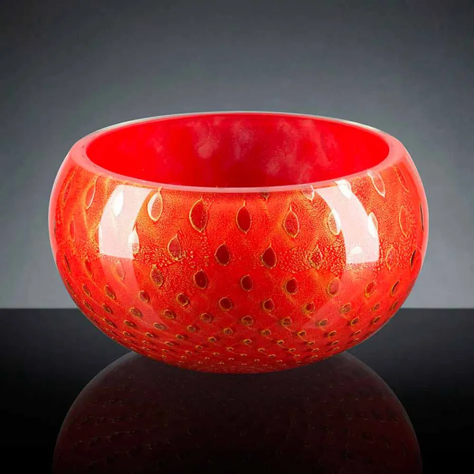 Vazo e Brendshme e Rrumbullakët në Xham me Ngjyrë Murano Prodhuar në Itali - Asper Viadurini