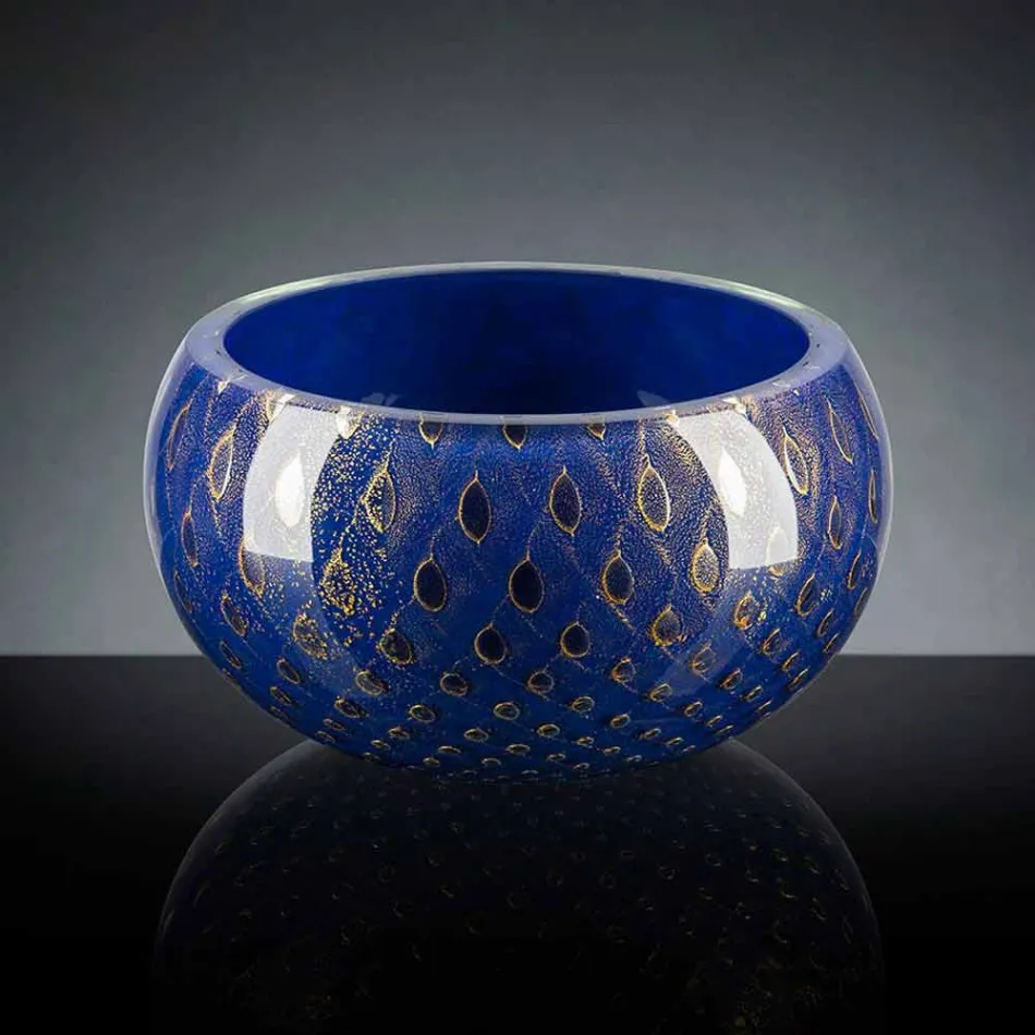 Vazo e Brendshme e Rrumbullakët në Xham me Ngjyrë Murano Prodhuar në Itali - Asper Viadurini