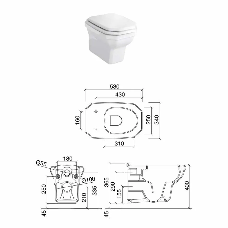 Veza e varur qeramike e bardhë në stil klasik, e bërë në Itali - Nausica Viadurini