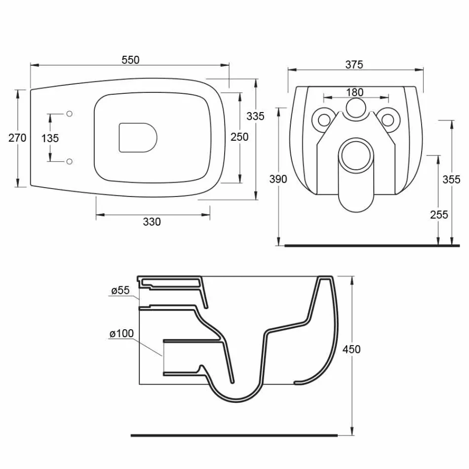 Tualet i pezulluar në një model të bardhë modern qeramik Gaiola, i bërë në Itali Viadurini