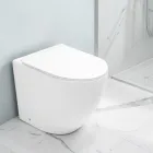 Tualet ciklonik qeramik i bardhë Aralia me mbyllje të butë, i montuar në dysheme Viadurini