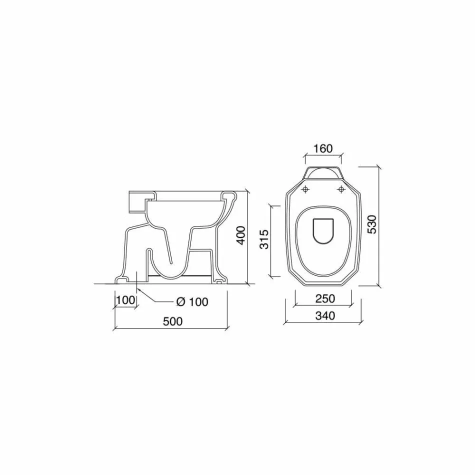 Vazo dyshemeje qeramike e bardhë me vend të zi të bërë në Itali - Nausica Viadurini