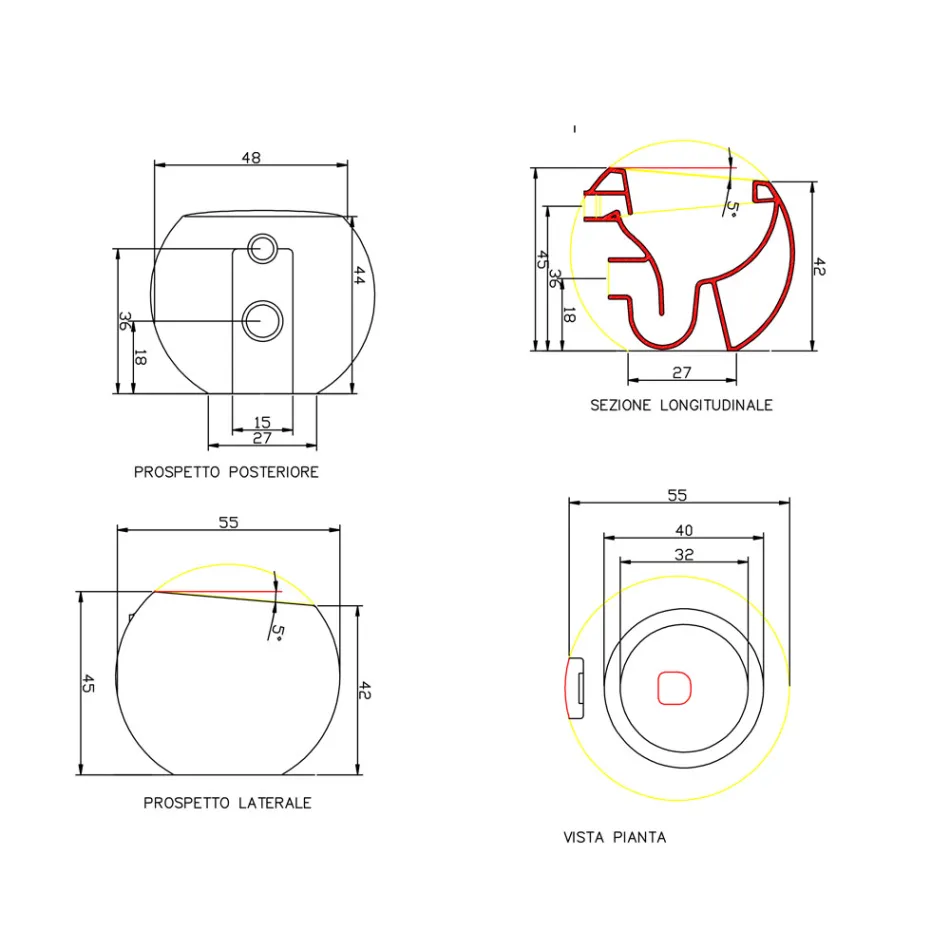 Dizenjoni vazo sferike tualeti në qeramikë Made in Italy, Fanna Viadurini