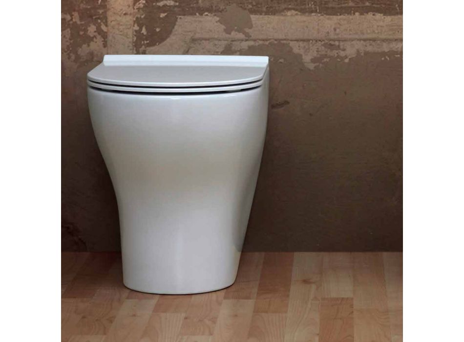 Tas tualeti qeramik i bardhë yll 54x35cm i bërë në Itali, dizajn modern Viadurini