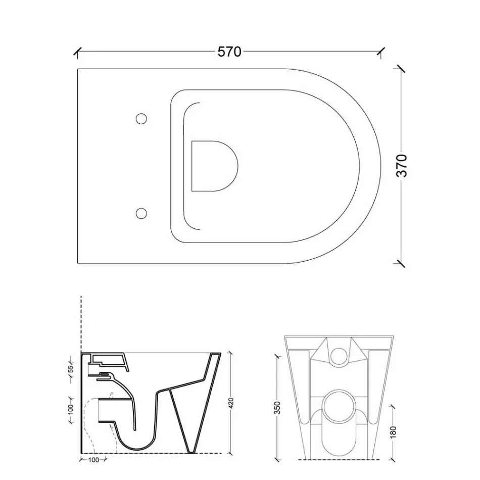 Tas moderne me tualete qeramike moderne Dielli Round 57x37 cm i bërë në Itali Viadurini