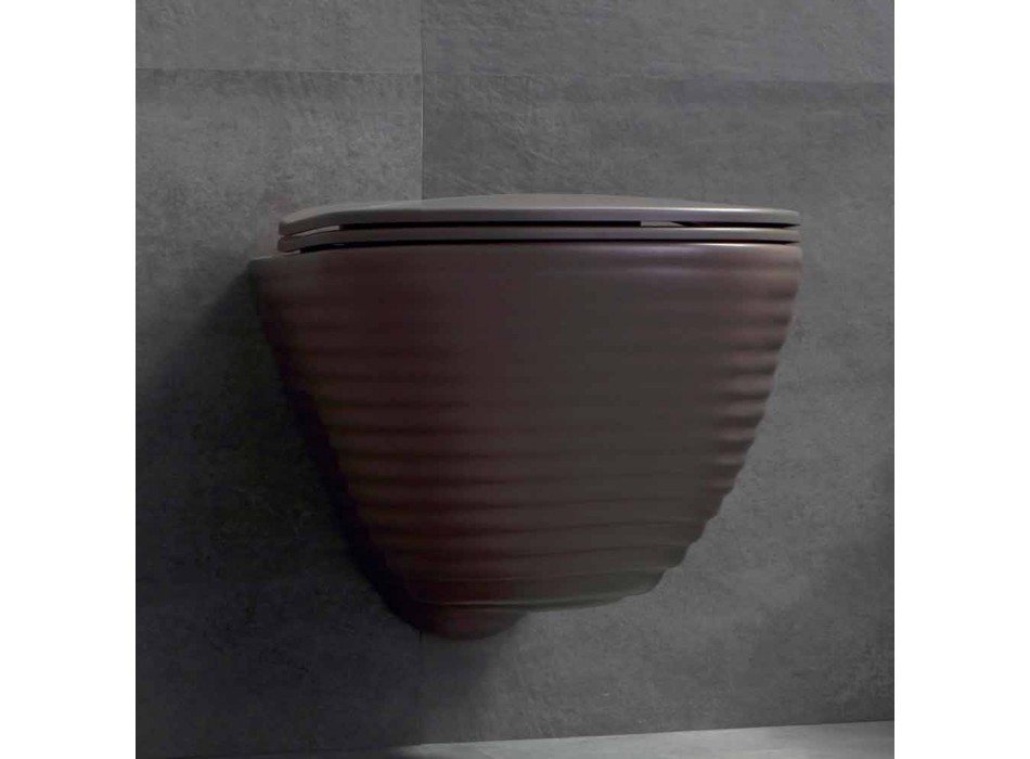WC moderne e pezulluar në Qeramikë të Bardhë ose Trabia me Ngjyra Viadurini