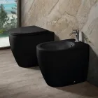 Tualet Aster me Dy Ngjyra Qeramike Mat dhe Pa Rrip me Mbajtëse me Mbyllje të Butë   Viadurini