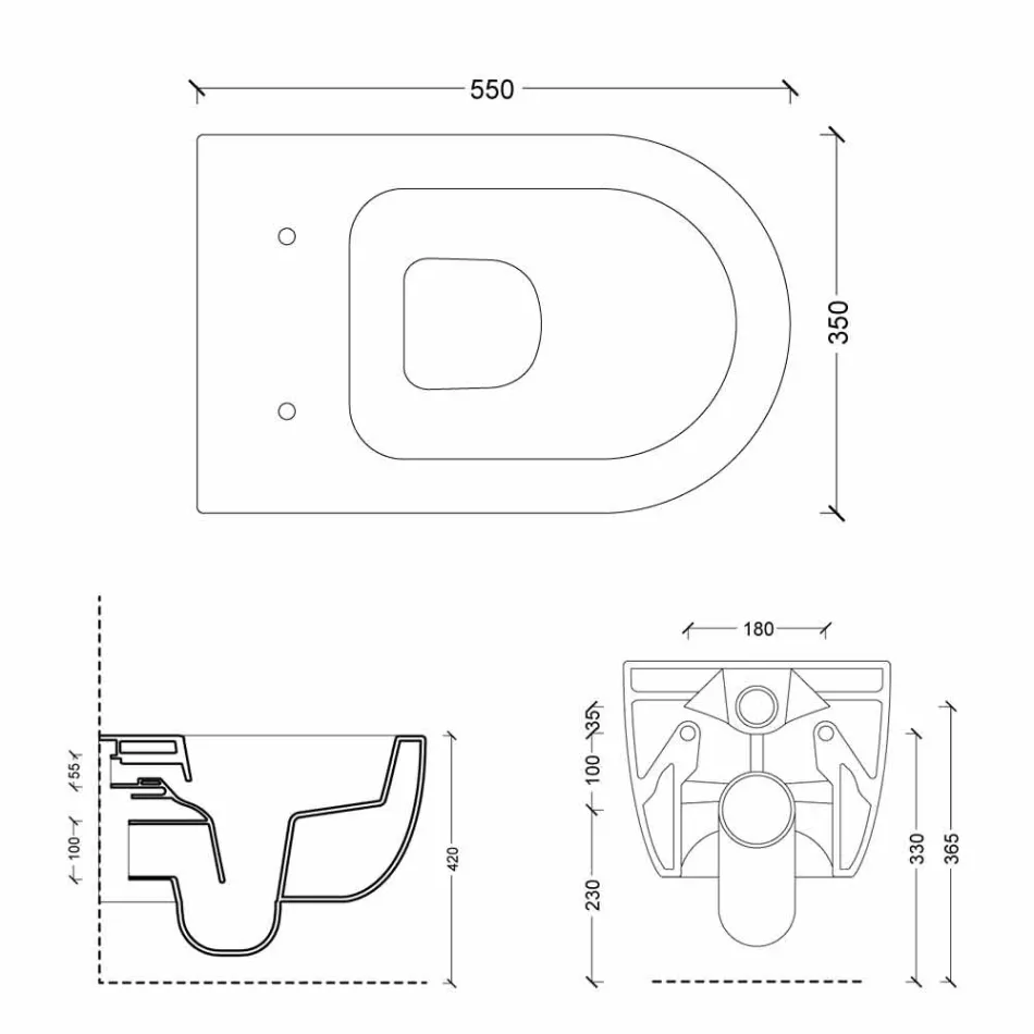 Dizajni yll qeramike mur varur tas tualet 55x35 bërë në Itali Viadurini