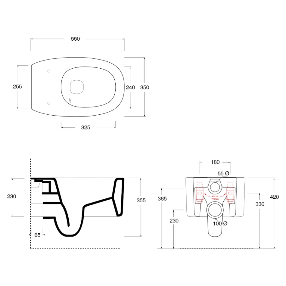 Tas tualeti qeramik i varur në mur me ngjyra të ndryshme, i prodhuar në Itali - Girl Viadurini