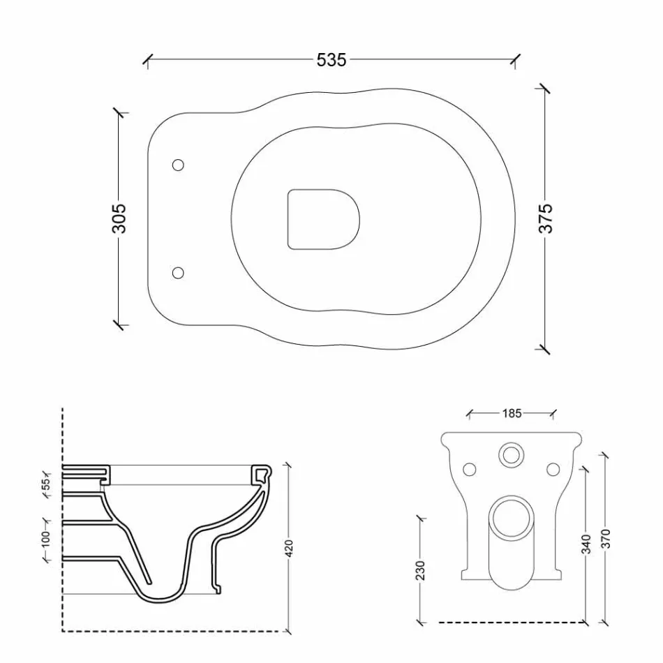 WC moderne varur WC me qeramikë të bardhë Style 54x36 e bërë në Itali Viadurini