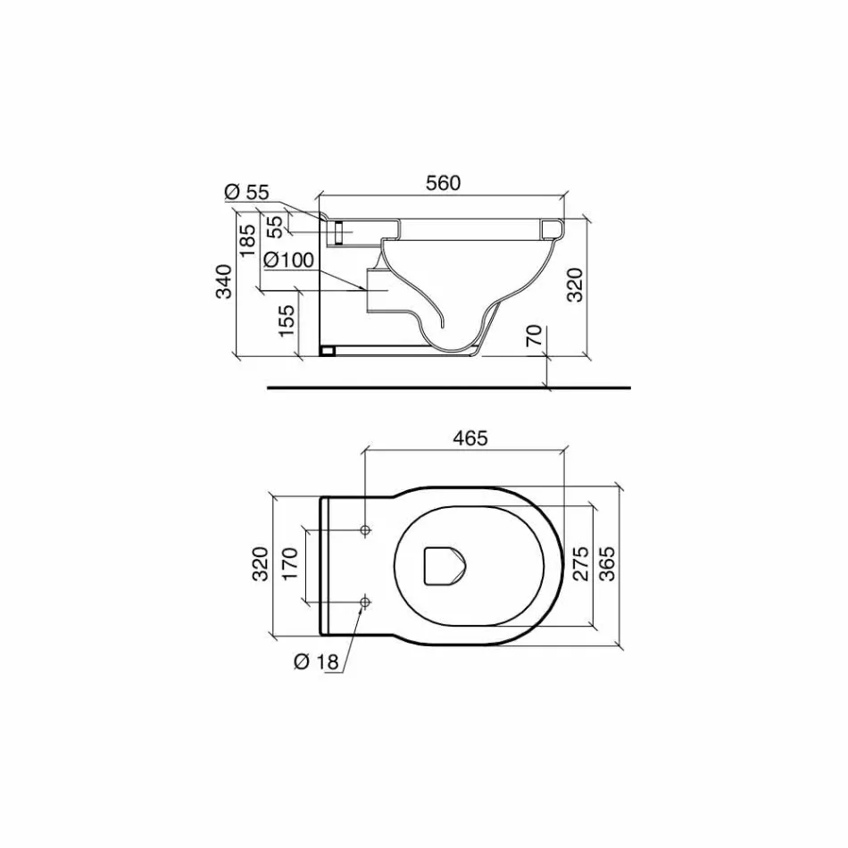WC Style Pezulluar Stili Klasik në Qeramikë të Bardhë të Bërë në Itali - Marwa Viadurini