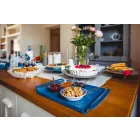 Shërbyer tabaka me lule në hekur të bardhë, blu ose baltë - Marken Viadurini