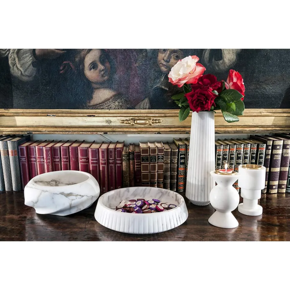 Tabaka e projektimit të rrumbullakët në mermer Arabescato Made in Italy - Casimir Viadurini