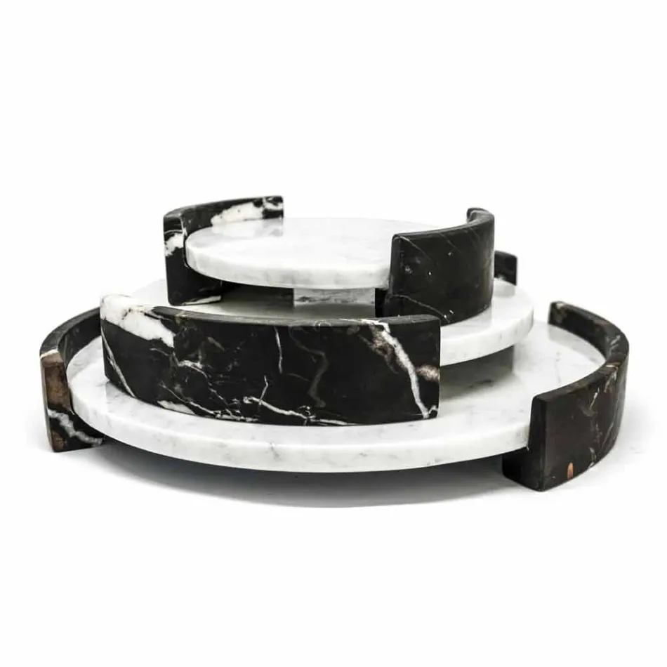 Tabaka moderne e rrumbullakët në mermer të bardhë Carrara e bërë në Itali - Chet Viadurini