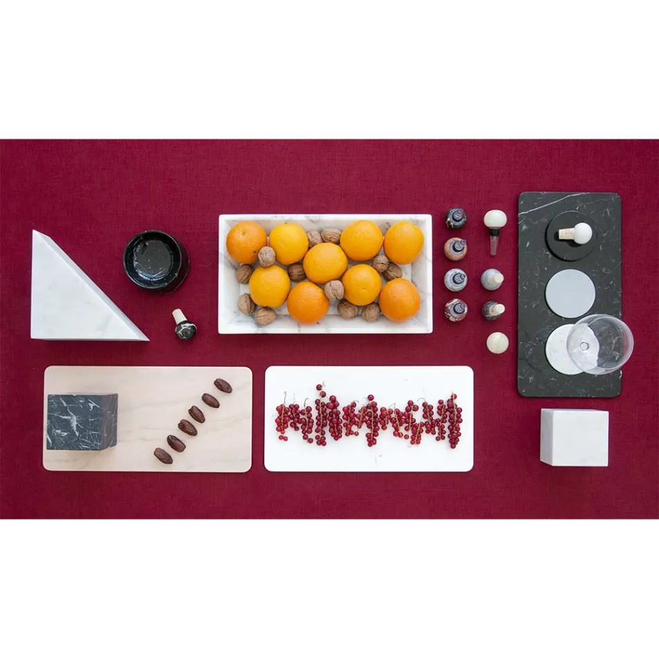 Tabaka drejtkëndëshe në mermer të bardhë Carrara e bërë në Itali - Vassili Viadurini