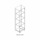 Vitrinë muri në xham dhe dru të bardhë, rrota dhe rafte të ndriçuara - Armilla Viadurini