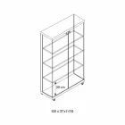 Vitrinë muri në xham dhe dru të bardhë, rrota dhe rafte të ndriçuara - Armilla Viadurini