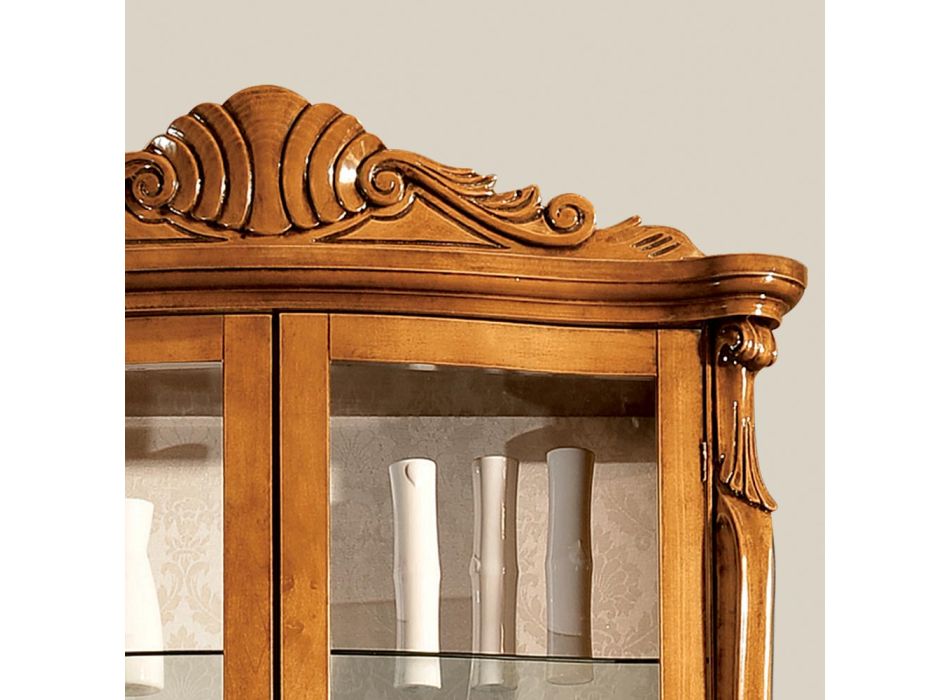 Vitrinë klasike me 4 dyer të inkorporuara prej druri arre, Prodhuar në Itali - Commodo Viadurini