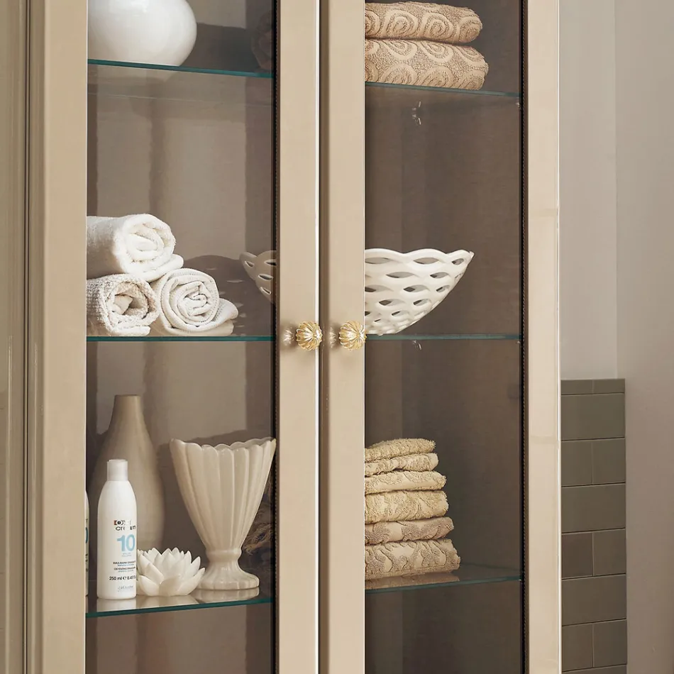 Vitrina e kompletuar me dy dyer dhe tre rafte qelqi Prodhuar në Itali - Karamele Viadurini