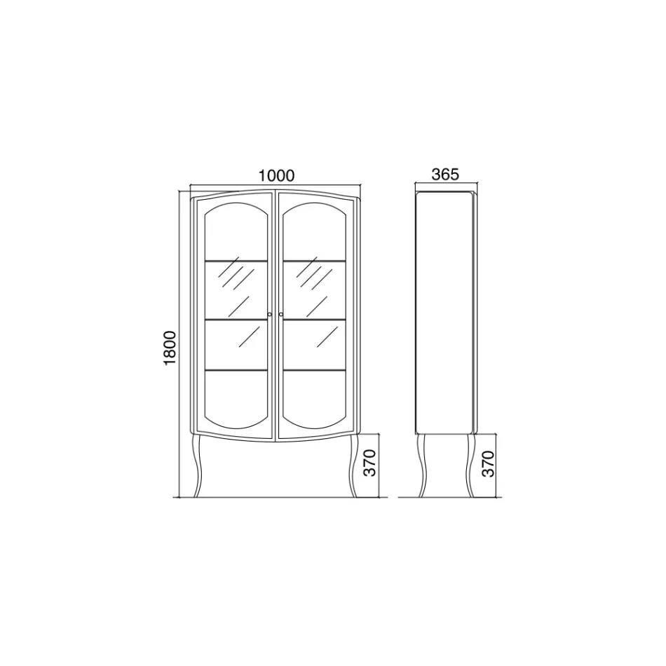 Vitrina e kompletuar me dy dyer dhe tre rafte qelqi Prodhuar në Itali - Karamele Viadurini