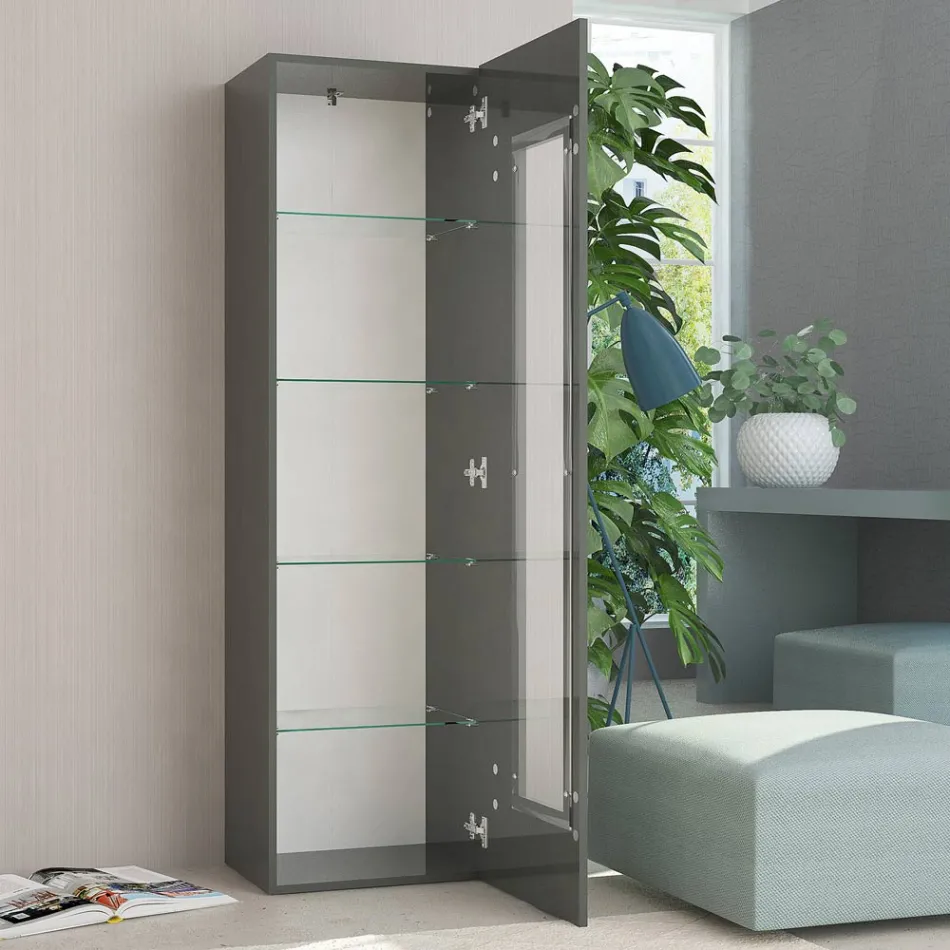 Dizajni i Kabinetit të Ekranit të Dhomës së Ndenjes në Dru të Bardhë, Antracit ose Betoni - Suzana Viadurini