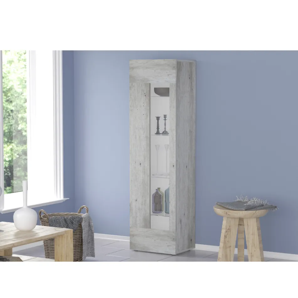 Dizajni i Kabinetit të Ekranit të Dhomës së Ndenjes në Dru të Bardhë, Antracit ose Betoni - Suzana Viadurini