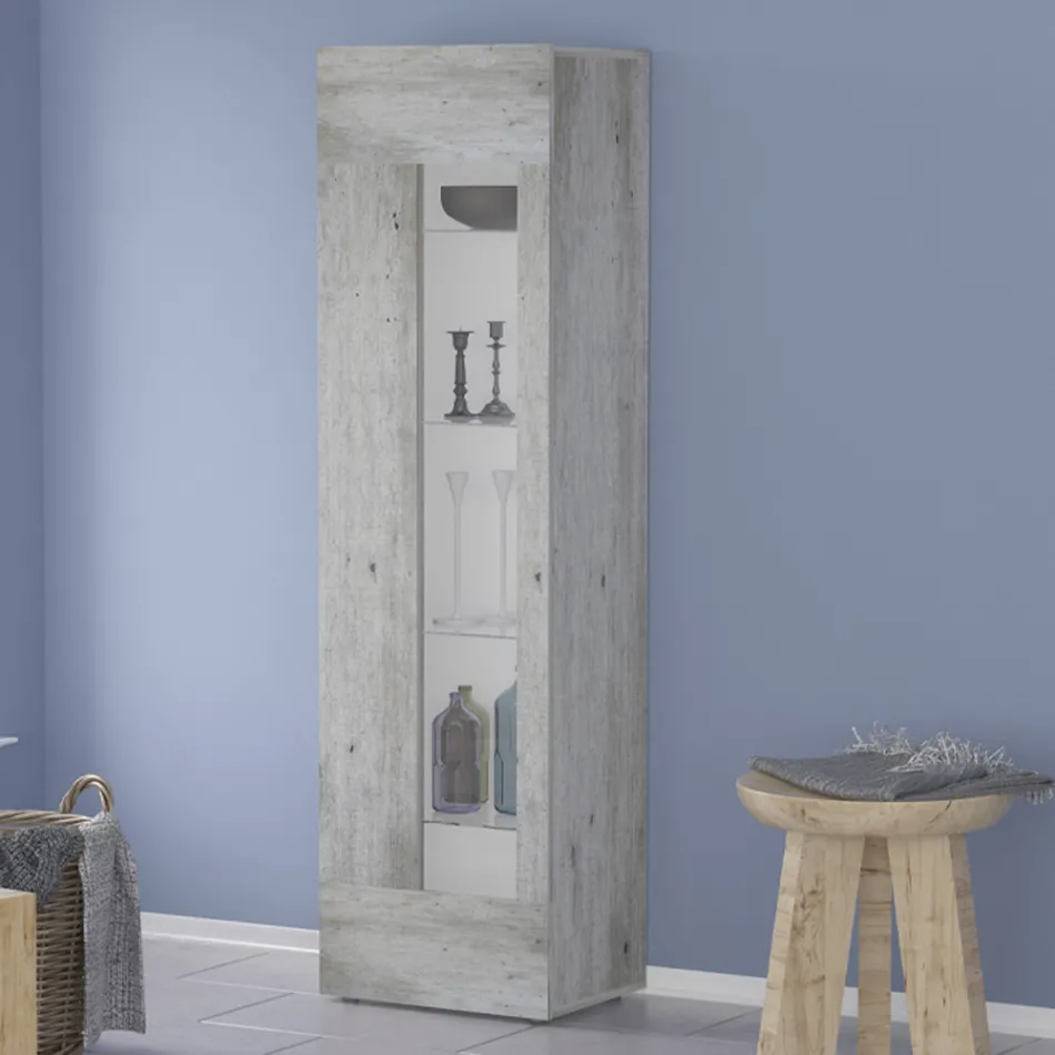 Dizajni i Kabinetit të Ekranit të Dhomës së Ndenjes në Dru të Bardhë, Antracit ose Betoni - Suzana Viadurini