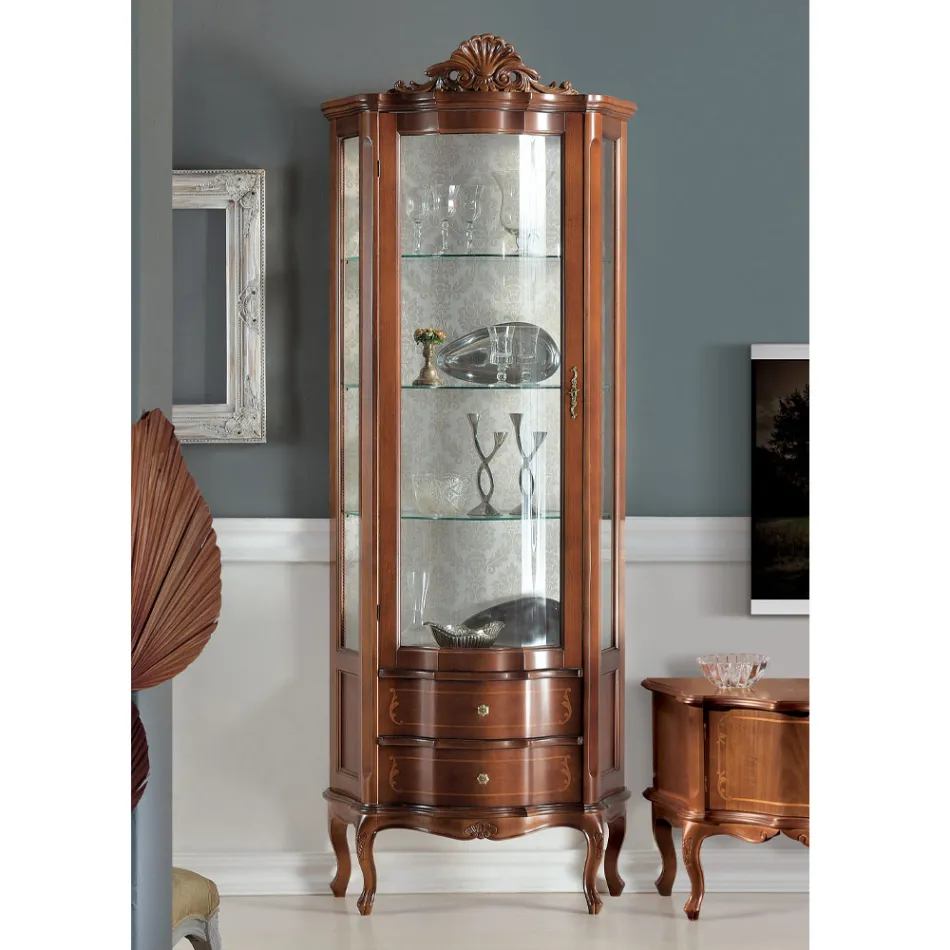 Kabineti ekspozues i dhomës së ndenjes me 1 derë dhe 2 sirtarë prej druri Prodhuar në Itali - Leonor Viadurini