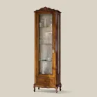 Vitrina klasike e dhomës së ndenjes nga druri i arrës me 1 derë Prodhuar në Itali - Ronald Viadurini