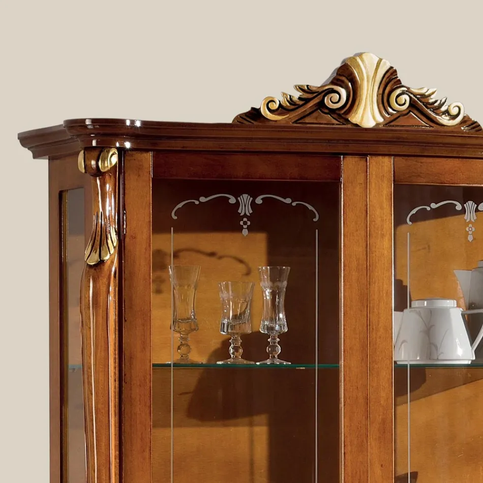 Vitrina Dhomë Dite prej druri me 2 Dyer Classic Prodhuar në Itali - Cambrige Viadurini