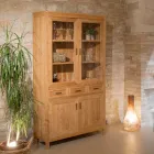 Dollap ekspozues për dhomën e ndenjes Sanda prej druri tik të fortë me 4 dyer dhe 3 sirtarë Viadurini