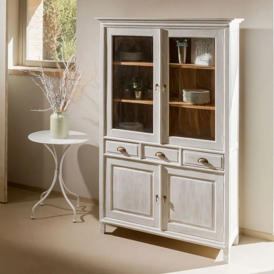 Dollap Ekspozues prej Druri Tiku të Fortë me 4 Dyer dhe 3 Sirtarë - Aikido Viadurini