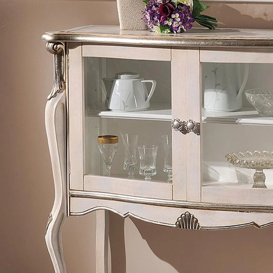 Vitrina e dhomës së ndenjes me 2 dyer në dru arre ose të bardhë Prodhuar në Itali - Londër Viadurini