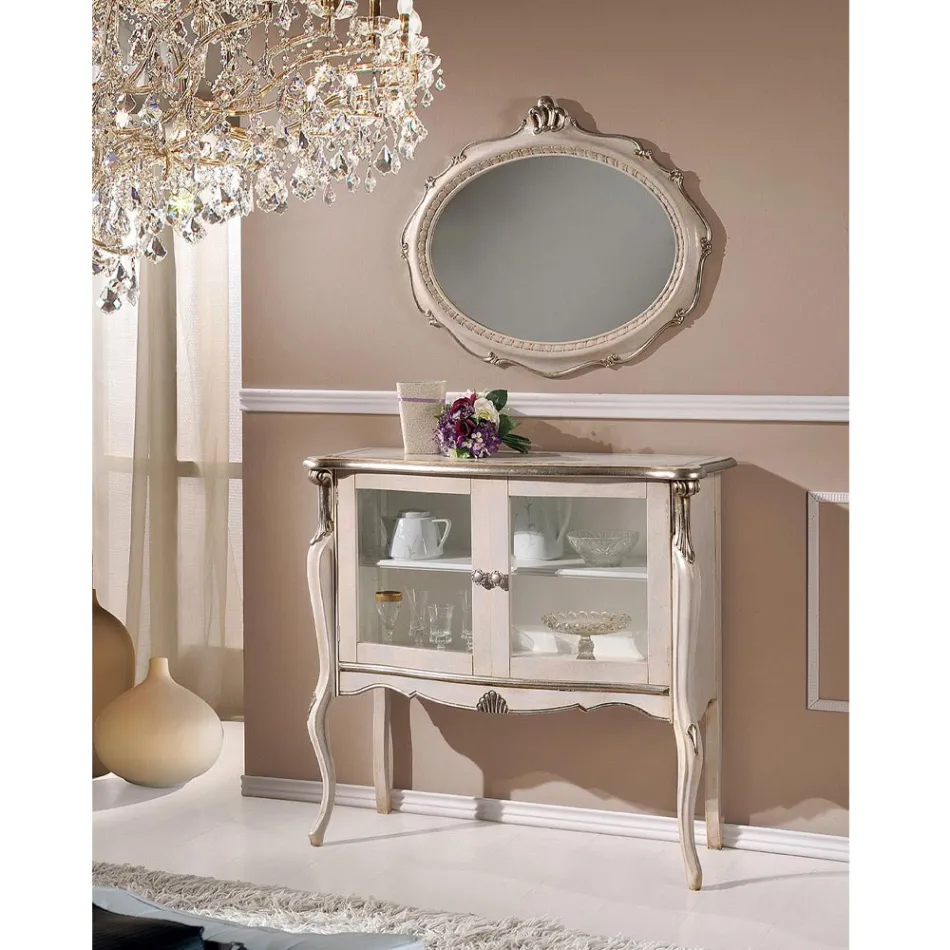 Vitrina e dhomës së ndenjes me 2 dyer në dru arre ose të bardhë Prodhuar në Itali - Londër Viadurini