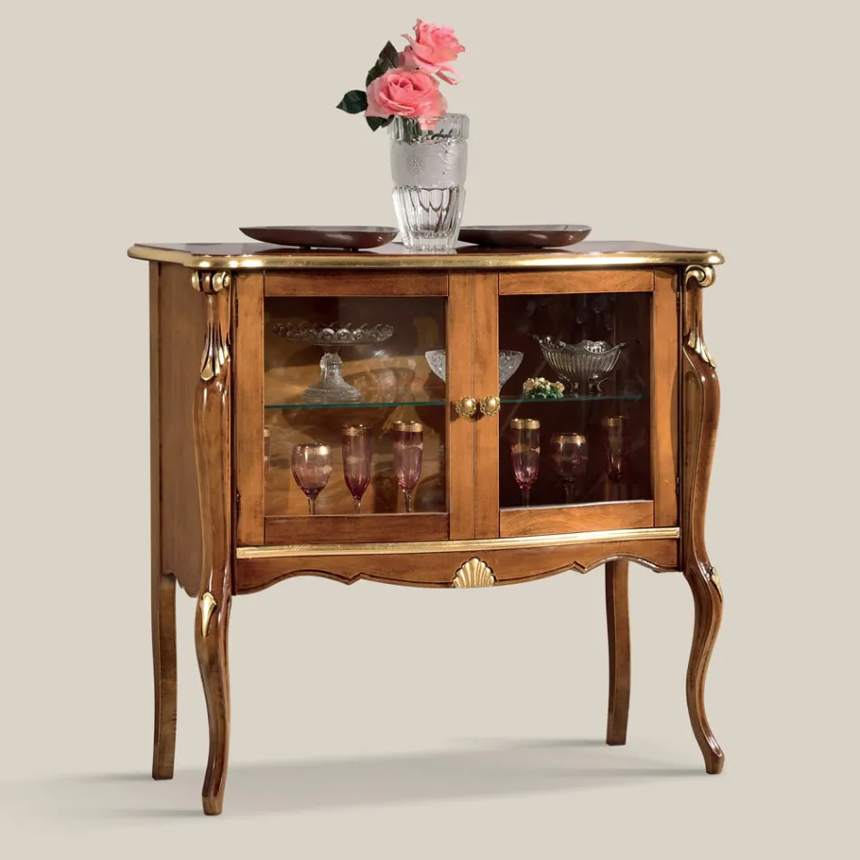 Vitrina e dhomës së ndenjes me 2 dyer në dru arre ose të bardhë Prodhuar në Itali - Londër Viadurini