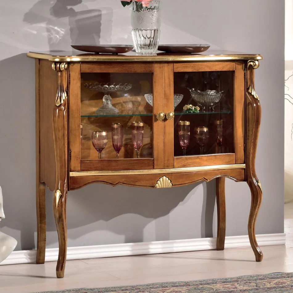 Vitrina e dhomës së ndenjes me 2 dyer në dru arre ose të bardhë Prodhuar në Itali - Londër Viadurini