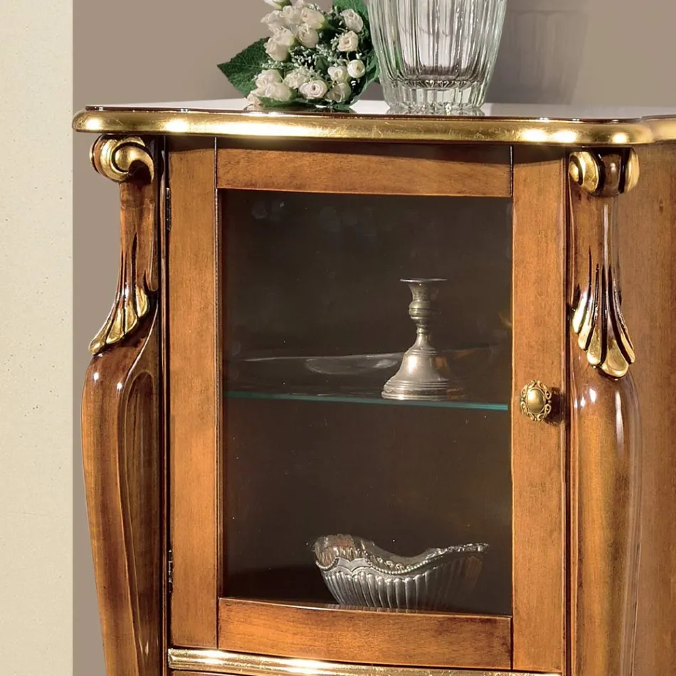 Vitrina e dhomës së ndenjes me 1 derë xhami dhe 3 sirtarë Prodhuar në Itali - Londër Viadurini