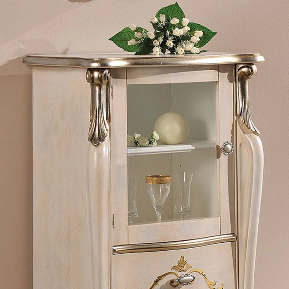 Vitrina e dhomës së ndenjes me 1 derë xhami dhe 3 sirtarë Prodhuar në Itali - Londër Viadurini