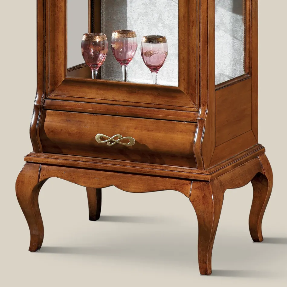 Vitrina luksoze e dhomës së ndenjes në dru klasik arre Prodhuar në Itali - Hastings Viadurini