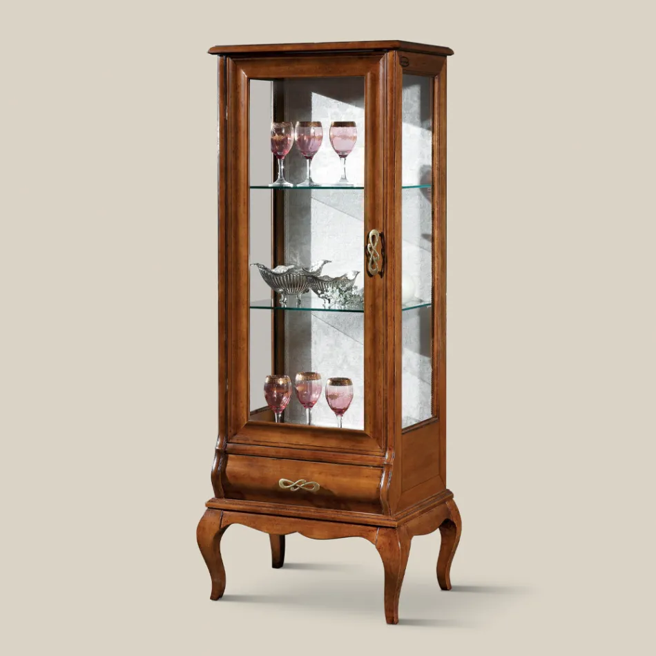 Vitrina luksoze e dhomës së ndenjes në dru klasik arre Prodhuar në Itali - Hastings Viadurini