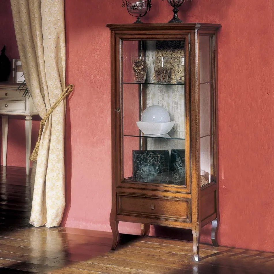 Vitrinë me 1 sirtar, 1 derë dhe rafte qelqi Prodhuar në Itali - Anansi Viadurini