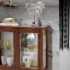 Vitrinë me rafte qelqi dhe shpinë të veshur me susta Made in Italy - Assur Viadurini