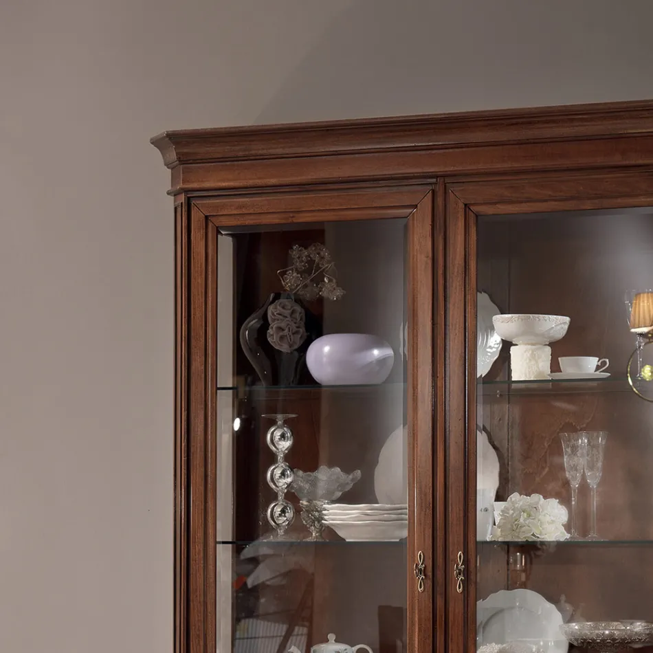 Ekspozita prej druri me dekorim arre të patinuar me zbukurim zambak Prodhuar në Itali - Femra Viadurini