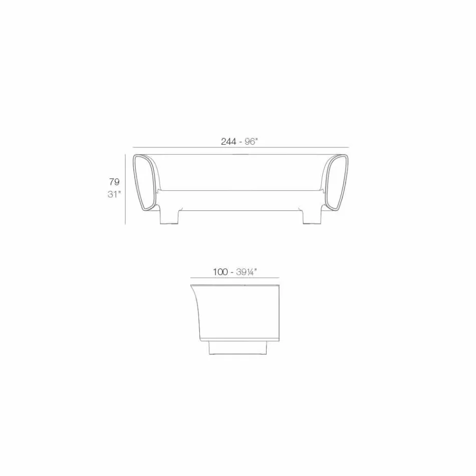 Vondom Bum Bum divan i kopshtit me llak të zi me dizajn modern Viadurini