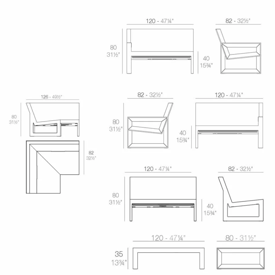 Rri kot kopshtit Vondom Frame me dizajn modern Viadurini