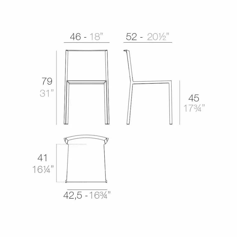 Karrige kopshtesh stackable Vondom Quartz me dizajn modern Viadurini