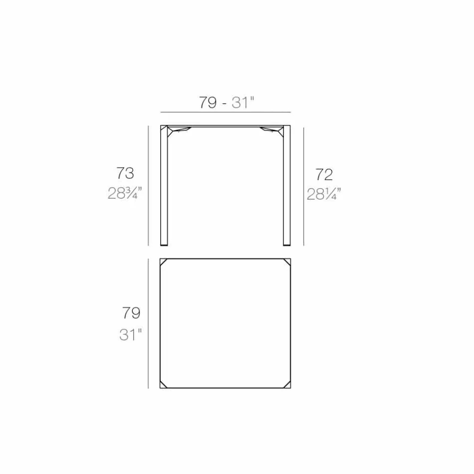 Vondom kuarc tryezë katrore në natyrë e dizajnit modern Viadurini