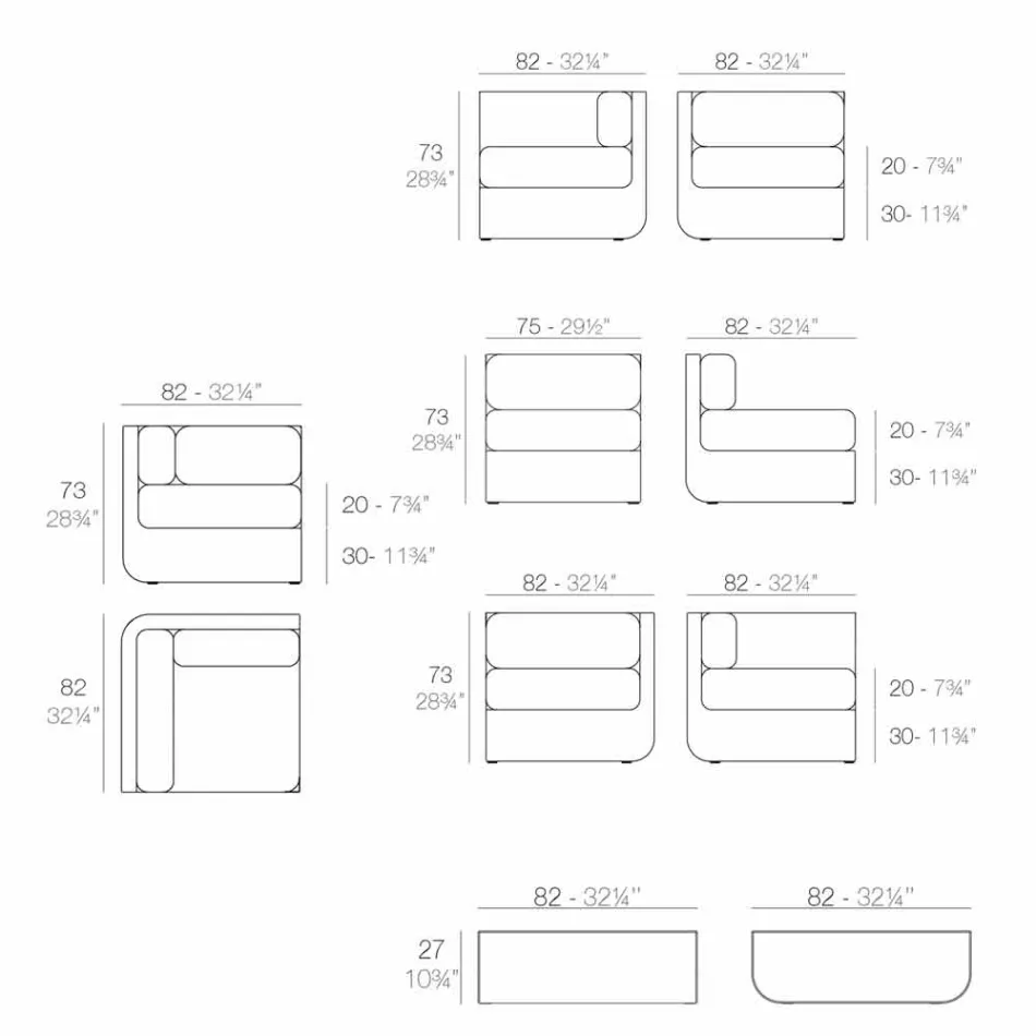 Salloni i kopshtit me dizajn taupe i përbërjes Vondom Ulm Viadurini